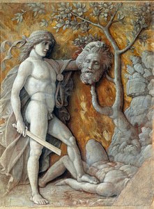 David Holding Goliaths hodemaleri av Andrea Mantegna (1431-1506) 1490 Søn. 36x48,5 cm Wien, Kunsthistorisches Museum av Andrea Mantegna