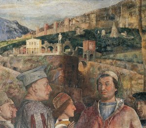 Detalj av freskomaleri i Brudekammer av Andrea Mantegna (1431-1506) Castle of St George, Mantua (UNESCOs verdensarvliste, 2008). Italia av Andrea Mantegna