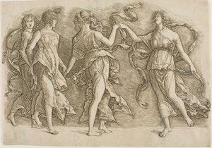Fire kvinner som danser av Andrea Mantegna