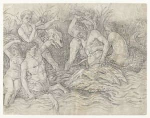 Slaget om tritoner med nereider på ryggen Slaget om havgudene av Andrea Mantegna