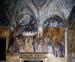 Ludovico Gonzaga, Marsilio Andreasi, Barbara av Brandenburg med datteren Paula og Rodolfo Gonzaga av Andrea Mantegna