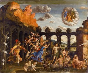 Minerva som fordriver lastene fra dydens hage av Andrea Mantegna