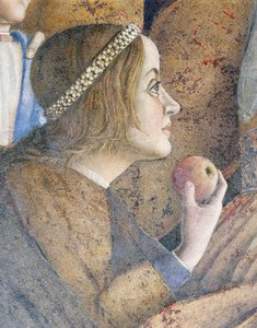 Paola Gonzaga, detalj fra Meeting Wall av Andrea Mantegna