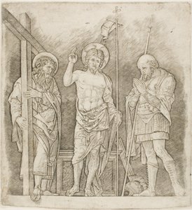 Oppstanden Kristus mellom de hellige Andreas og Longinus av Andrea Mantegna