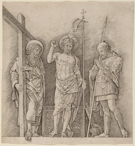 Den oppstandne Kristus mellom de hellige Andreas og Longinus av Andrea Mantegna