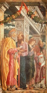 De hellige Peter og Paulus og to hellige, detalj fra San Zeno-altertavlen av Andrea Mantegna