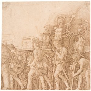 Soldater som bærer trofeer av Andrea Mantegna