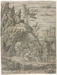 Gravleggingen med de fire fuglene. av Andrea Mantegna