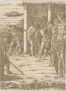 Kristi flagellasjon, med landskapsbakgrunnen av Andrea Mantegna