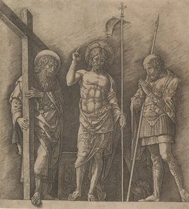 Den oppstandne Kristus mellom Saint Andrew og Saint Longinus, ca. 1472. av Andrea Mantegna