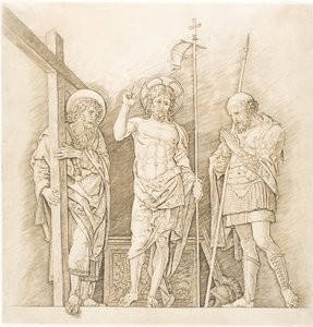 Den oppstandne Kristus mellom de hellige Andreas og Longinus av Andrea Mantegna