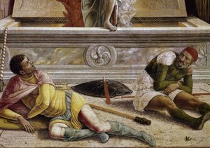 Oppstandelsen, detalj av predellen til altertavlen til San Zeno (tempera på tre av Andrea Mantegna
