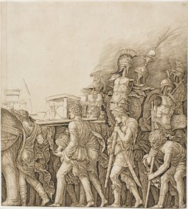 Triumph of Caesar: Soldiers Carrying Trophys av Andrea Mantegna