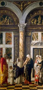 Uffizi polyptisk: "" omskjæring""" Høyre del. Detrempe på tre av Andrea Mantegna (1431-1506) 1464-1470. Dim. 86x42,5 cm Firenze, Galleria degli Uffizi (kontorer) av Andrea Mantegna