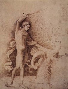 Ung mann som kjemper mot en drage av Andrea Mantegna