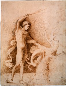 Ung mann Fighting the Dragon, slutten av 1400-tallet av Andrea Mantegna