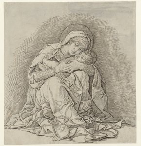 Sittende Mary med barn av Andrea Mantegna