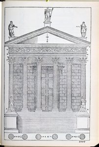 Forhøyning av Temple of Nimes, illustrasjon fra en faksimilekopi av 