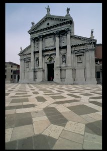 Fasade på kirken, bygget 1564-80, fasade utført i 1607-11 av Andrea Palladio