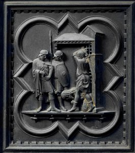 The Capitation of St John the Baptist, sekstende panel av sørdørene til dåpskapellet i San Giovanni, 1336 (bronse)