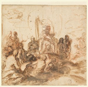 Design for Allegory of Divine Wisdom, resepsjonsrom, Palazzo Barberini, Roma, Italia av Andrea Sacchi