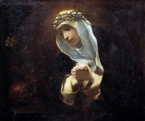 Representasjon av Saint Catherine of Siena (1347-1380) (olje på lerret) av Andrea Sacchi