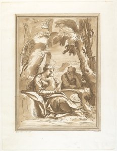 Hvil på flyturen til Egypt av Andrea Scacciati after Agostino Carracci