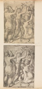 Moses viser vaktlene til israelittene, ca. 1545. av Andrea Schiavone