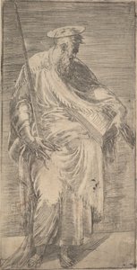 Saint Paul holder et sverd og en bok, fra Kristus og apostlene, 1540-63.