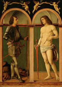 Saint George og Saint Sebastian (olje på trepanel) av Andrea Solario