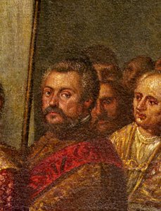 En venetiansk senator, detalj fra kong Henri III av Frankrike som besøkte Venezia i 1574, fra Room of the Four Doors (detalj av 71525)