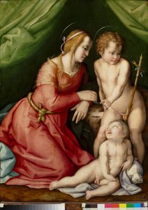 Madonna og barn med Saint John av Andrea del (workshop of) Sarto