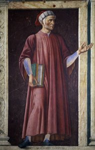 Dante Alighieri fra Villa Carducci-serien med kjente menn og kvinner, ca. 1450 (freskomaleri lagt på lerret) av Andrea del Castagno