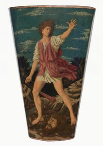 David med Goliat-hodet, ca. 1450–1455 (tempera på lær på tre) av Andrea del Castagno