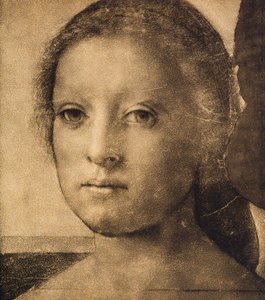 Hodet til en ung kvinne, tegning av Andrea del Sarto. Cabinet of Drawings and Prints, Uffizi Gallery, Firenze av Andrea del Sarto
