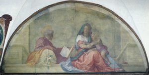 Lunette som viser Madonna del Sacco av Andrea del Sarto (1486-1530), freskomaleri av Andrea del Sarto