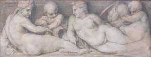 Scene med figurer i klassisk stil av Andrea del Sarto