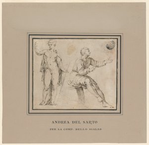 Skisser av en naken figur i klassisk positur og en sittende figur av Andrea del Sarto