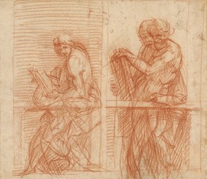 Studie av figurer bak en balustrade (recto); Studie av figurer bak en balustrade (verso) av Andrea del Sarto