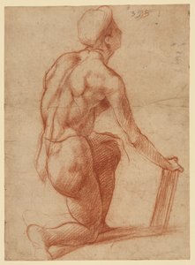 Studie av en knelende figur med en skisse av et ansikt (recto); figurstudie og ansikt (verso) av Andrea del Sarto