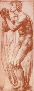 Studie av en mannsfigur; tegning av Andrea del Sarto. Cabinet of Drawings and Prints, Uffizi Gallery, Firenze av Andrea del Sarto