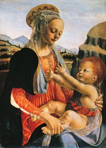 Madonna og barn, rundt 1470, av Andrea del Verrocchio (1437-1488), Olje på tre, 75,5x54,8 cm