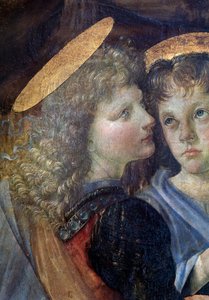 Kristi dåp, Detalj - olje og tempera på panel av Andrea del Verrocchio
