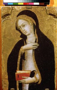 ""Bebudelsens jomfru"" (Virgin Annunciate) Tempera på tre av Andrea di Bartolo (1389-1428) rundt 1410 Pushkin-museet, Moskva av Andrea di Bartolo