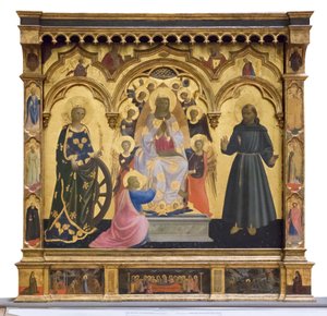 Madonna av Cintola med den hellige Catherine og Francis av Andrea di Giusto Manzini