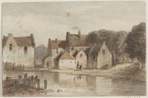 Hus ved en kanal av Andreae (signed by artist)