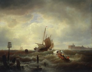 Inngangen til havnen ved Hellevoetsluis, 1850