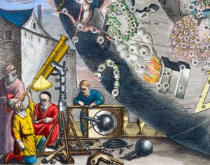 Astronomer ser gjennom et teleskop, 1660-1661 av Andreas Cellarius