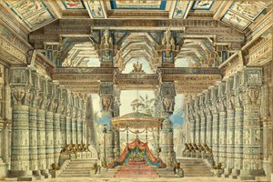 Scenedesign for balletten Caesar in Egypt av G. Haendel, 1834