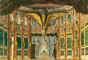 Scenedesign for operaen Bronsehesten av D. Auber, 1837